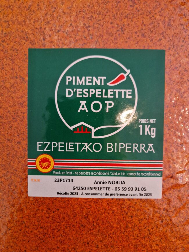 Piment d' Espelette A.O.P. 1Kg Récolte 2023