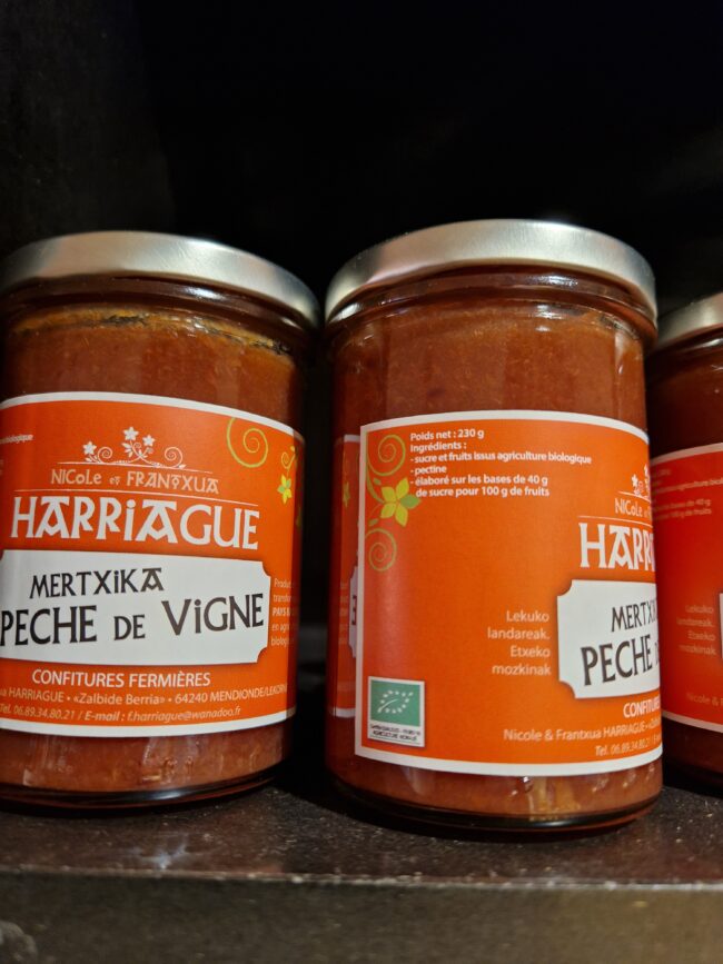 Confiture fermière bio pêche de vigne